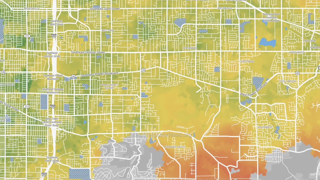 Bike Grade map of 97236, OR