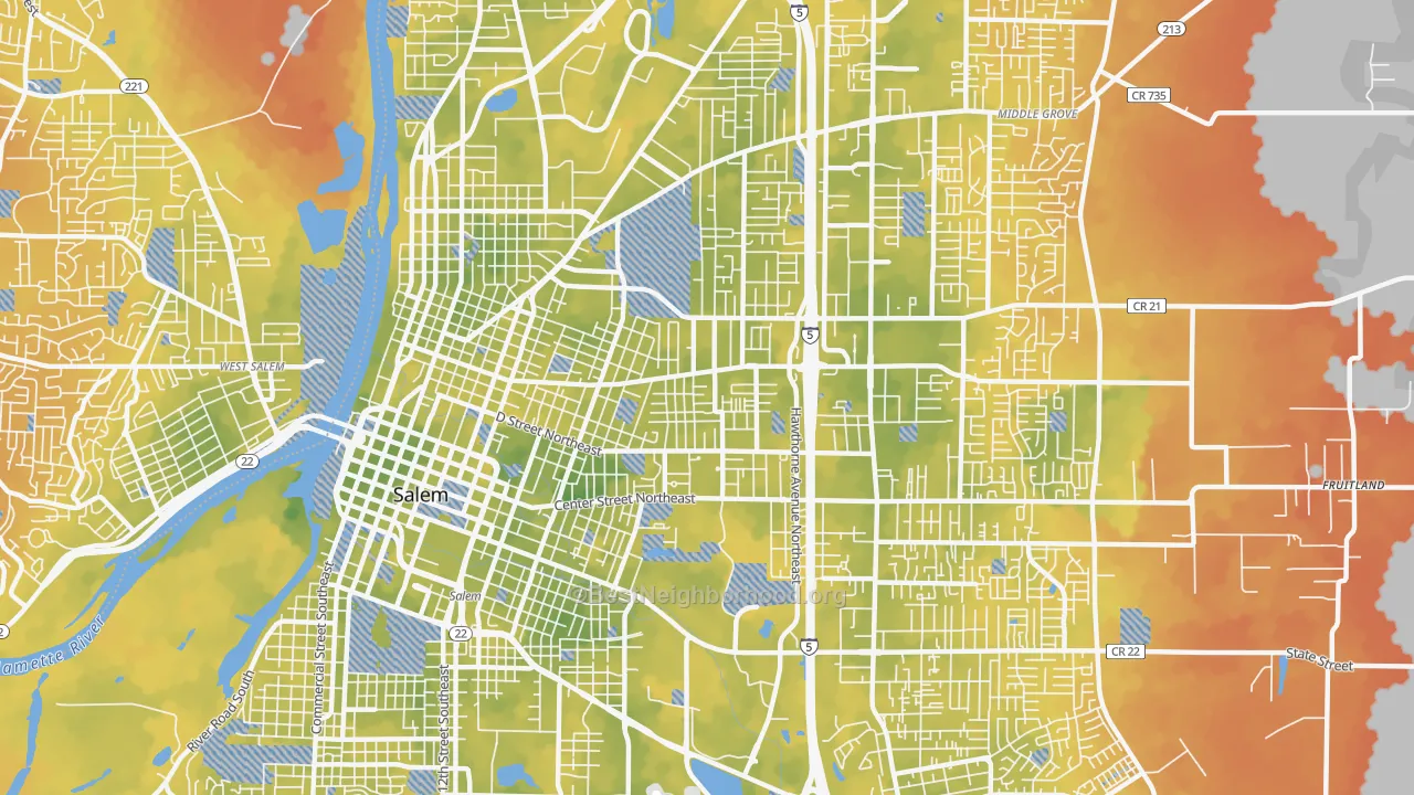 Bike Grade map of 97301, OR