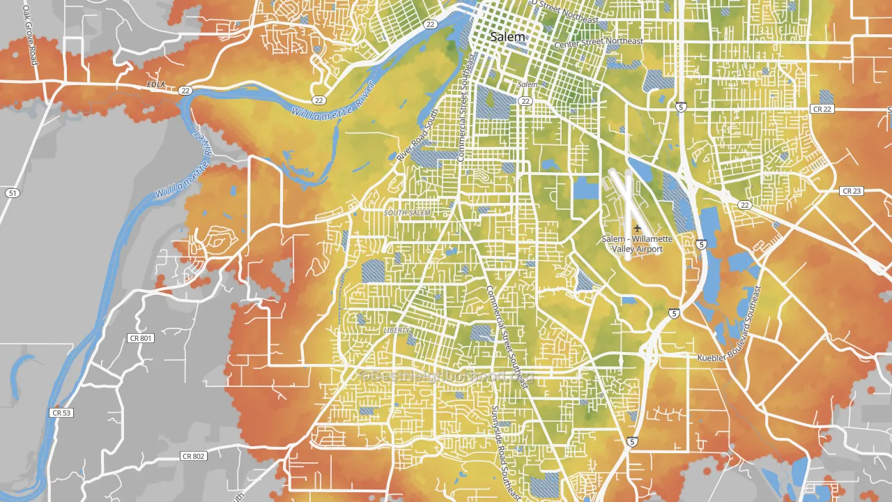 Bike Grade map of 97302, OR