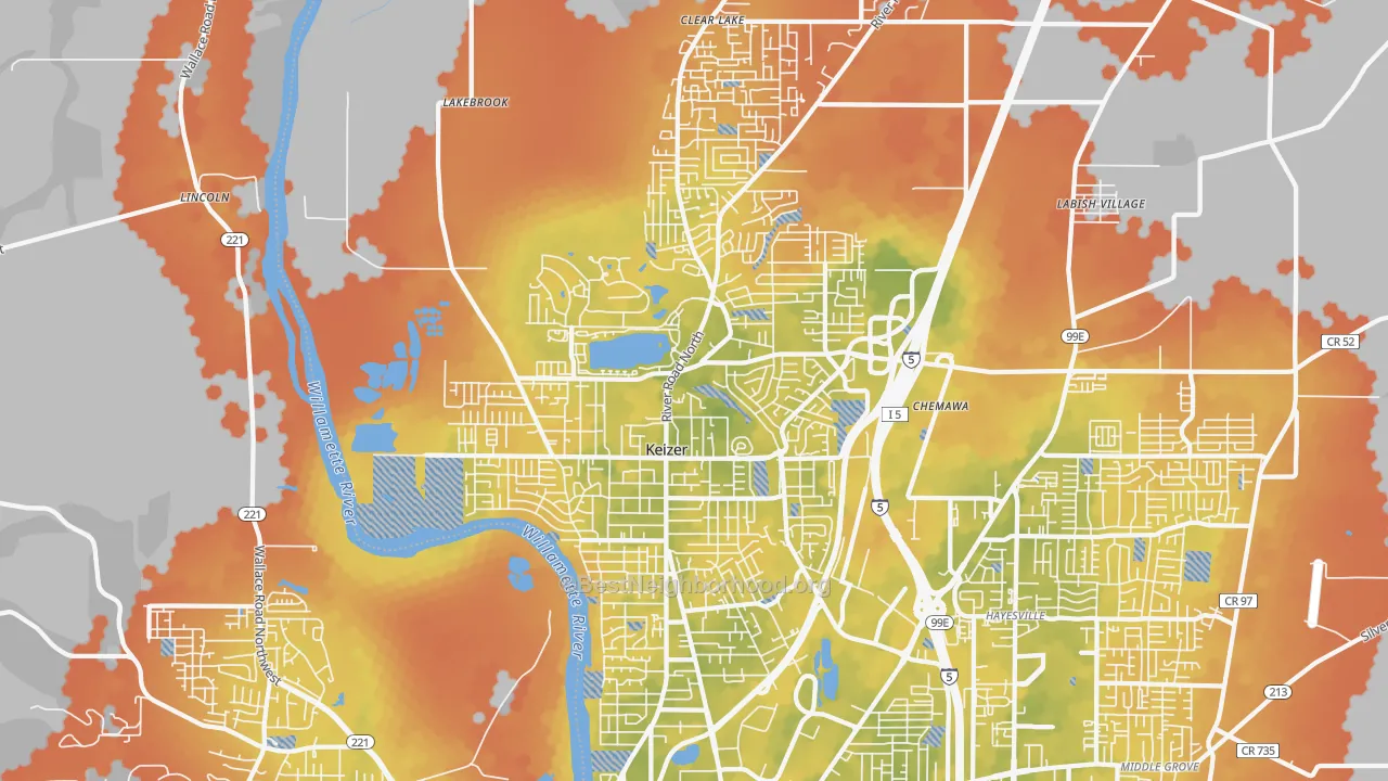 Bike Grade map of 97303, OR
