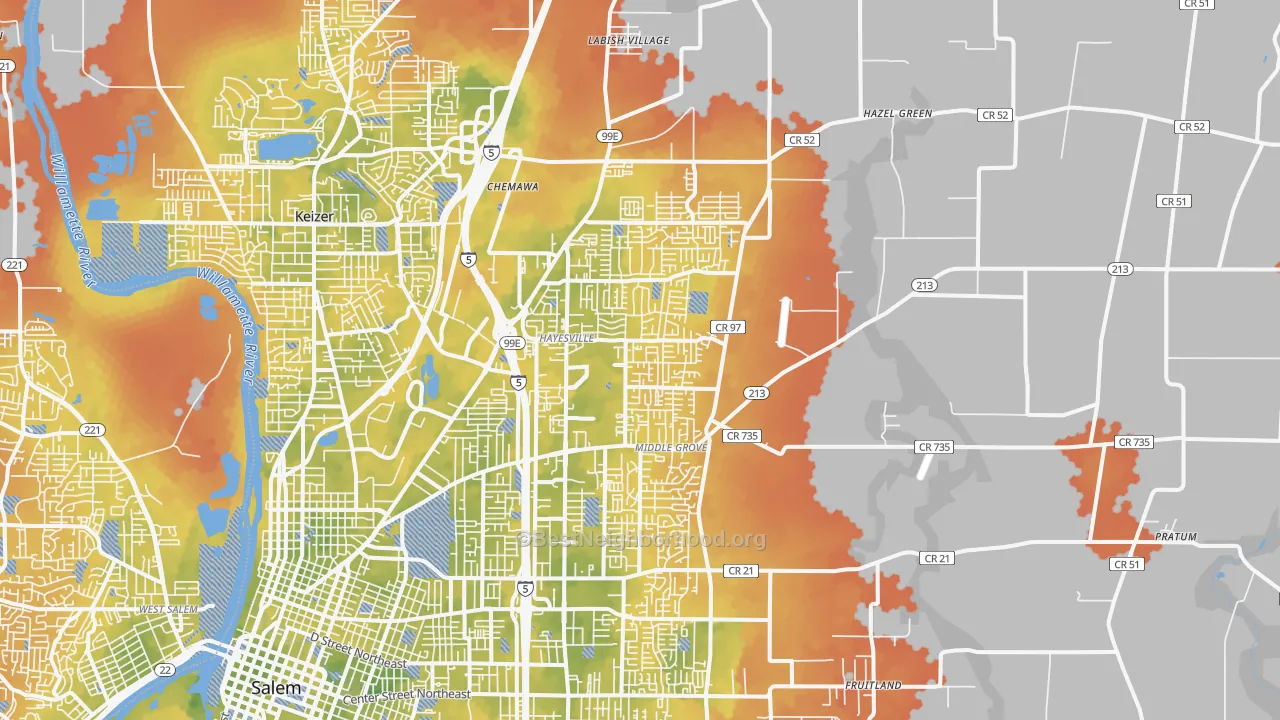 Bike Grade map of 97305, OR