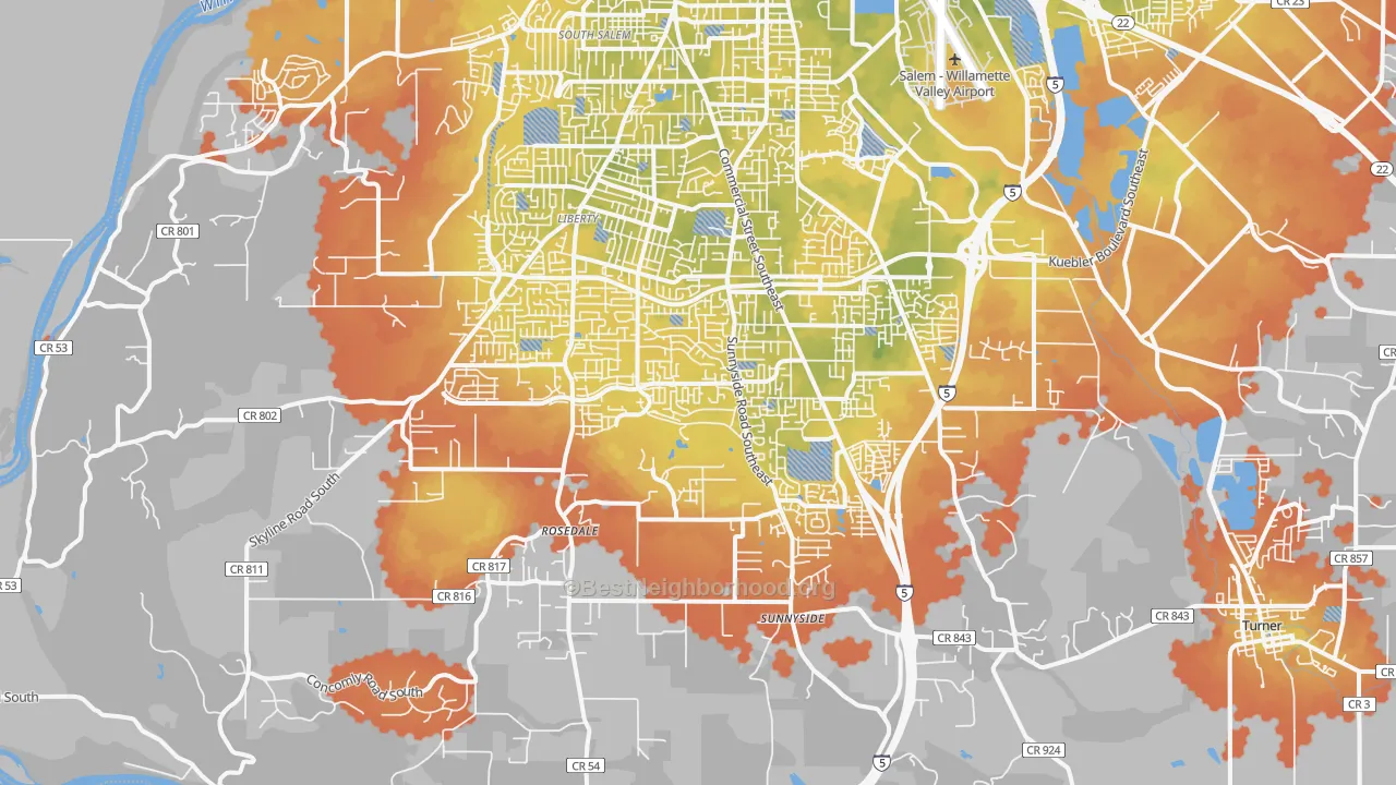 Bike Grade map of 97306, OR