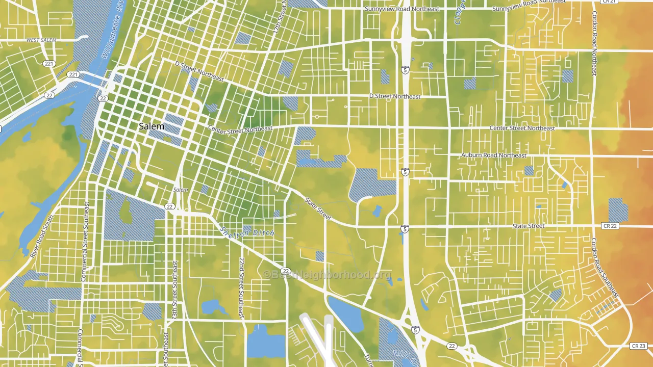 Bike Grade map of 97310, OR