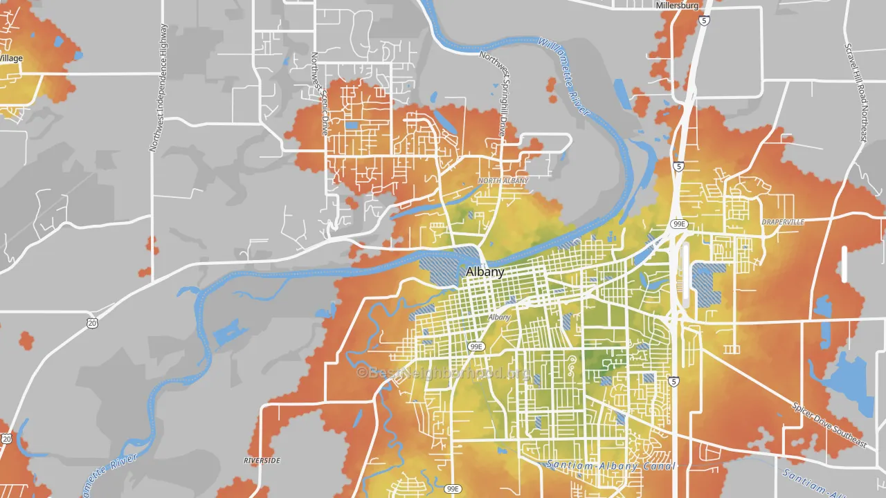 Bike Grade map of 97321, OR