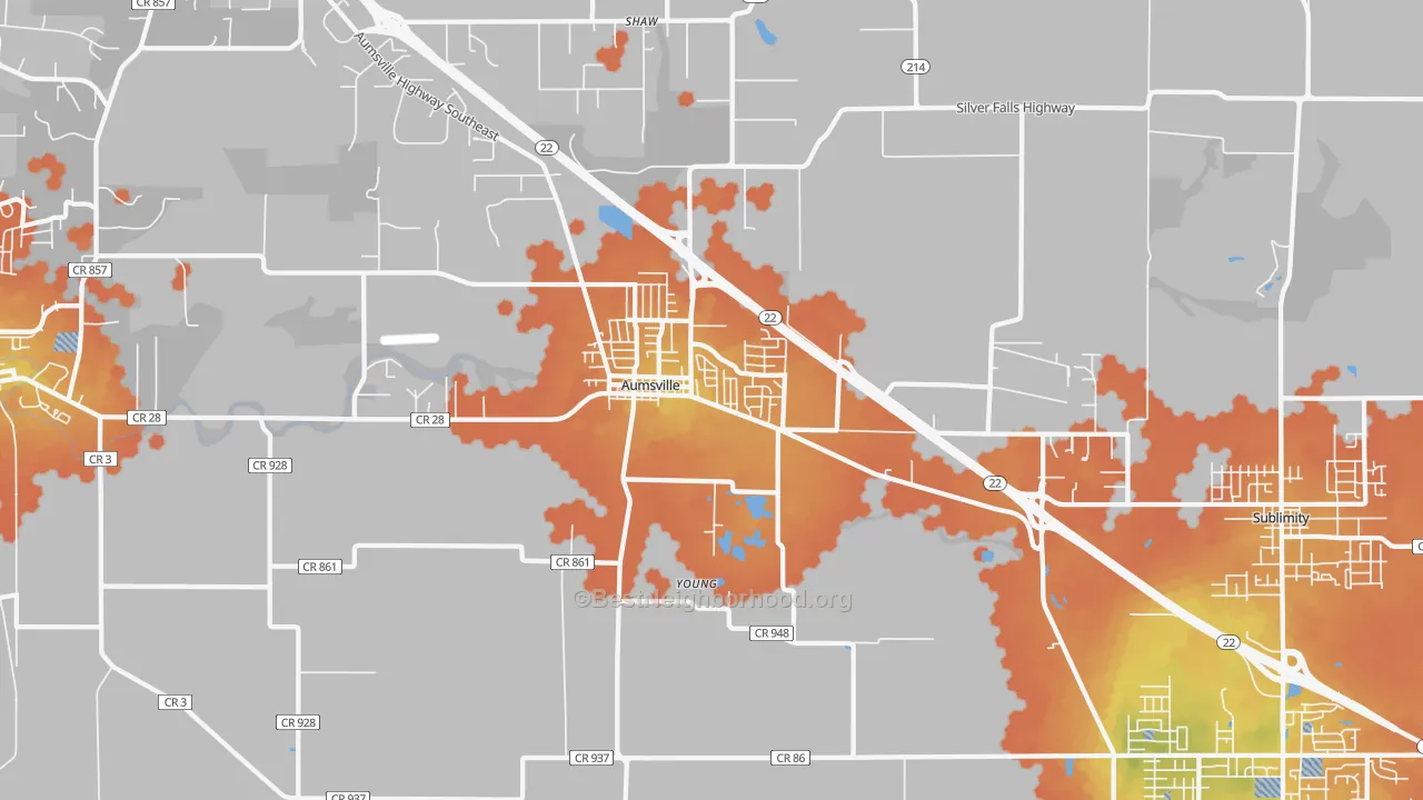 Bike Grade map of 97325, OR