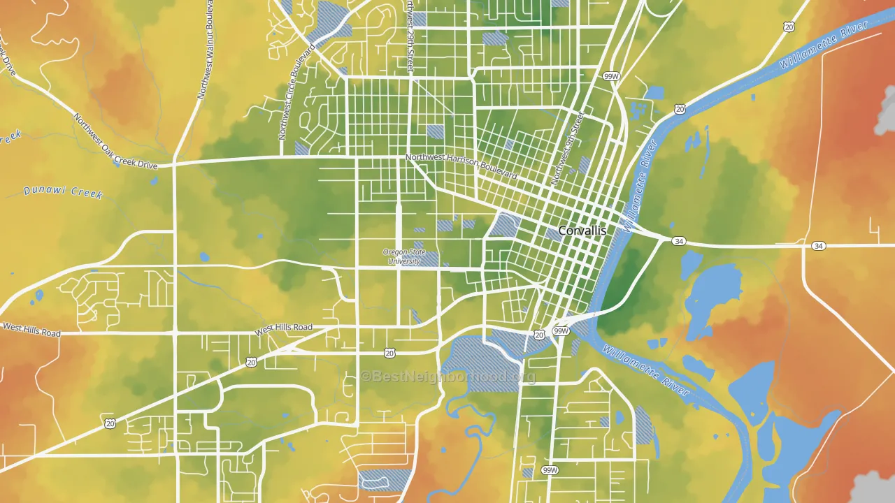 Bike Grade map of 97331, OR