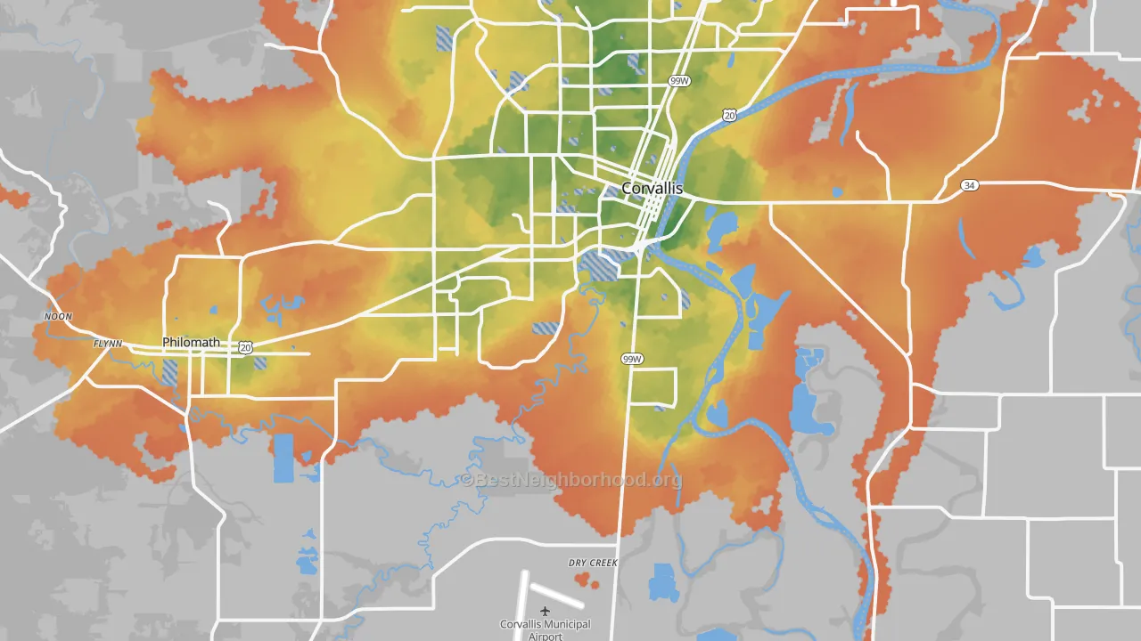 Bike Grade map of 97333, OR
