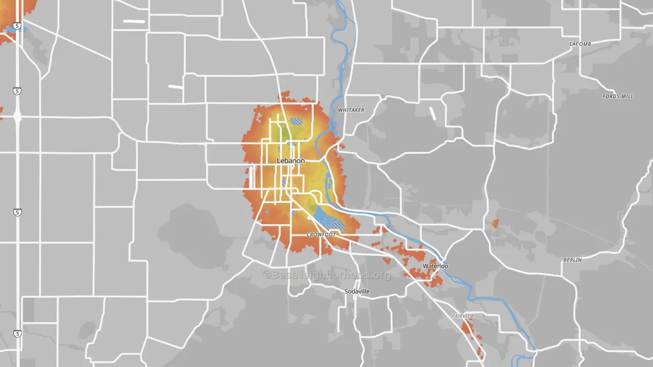 Bike Grade map of 97355, OR