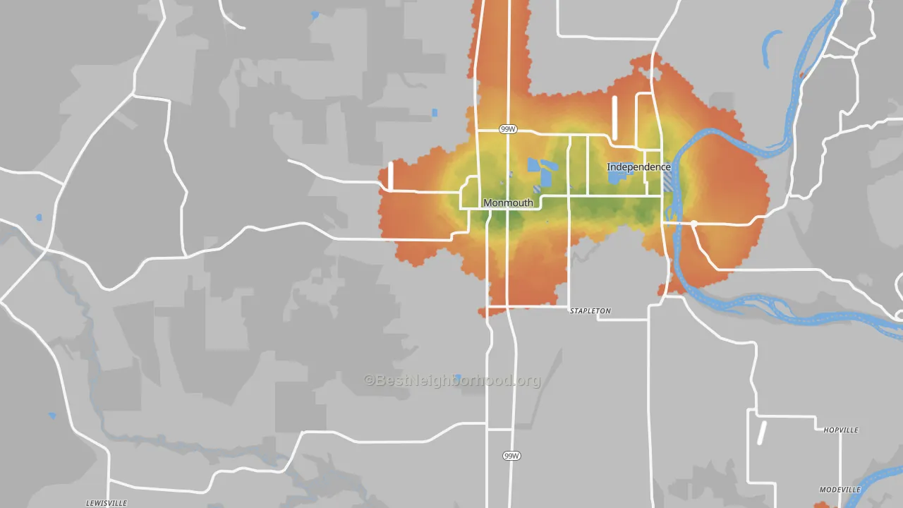Bike Grade map of 97361, OR