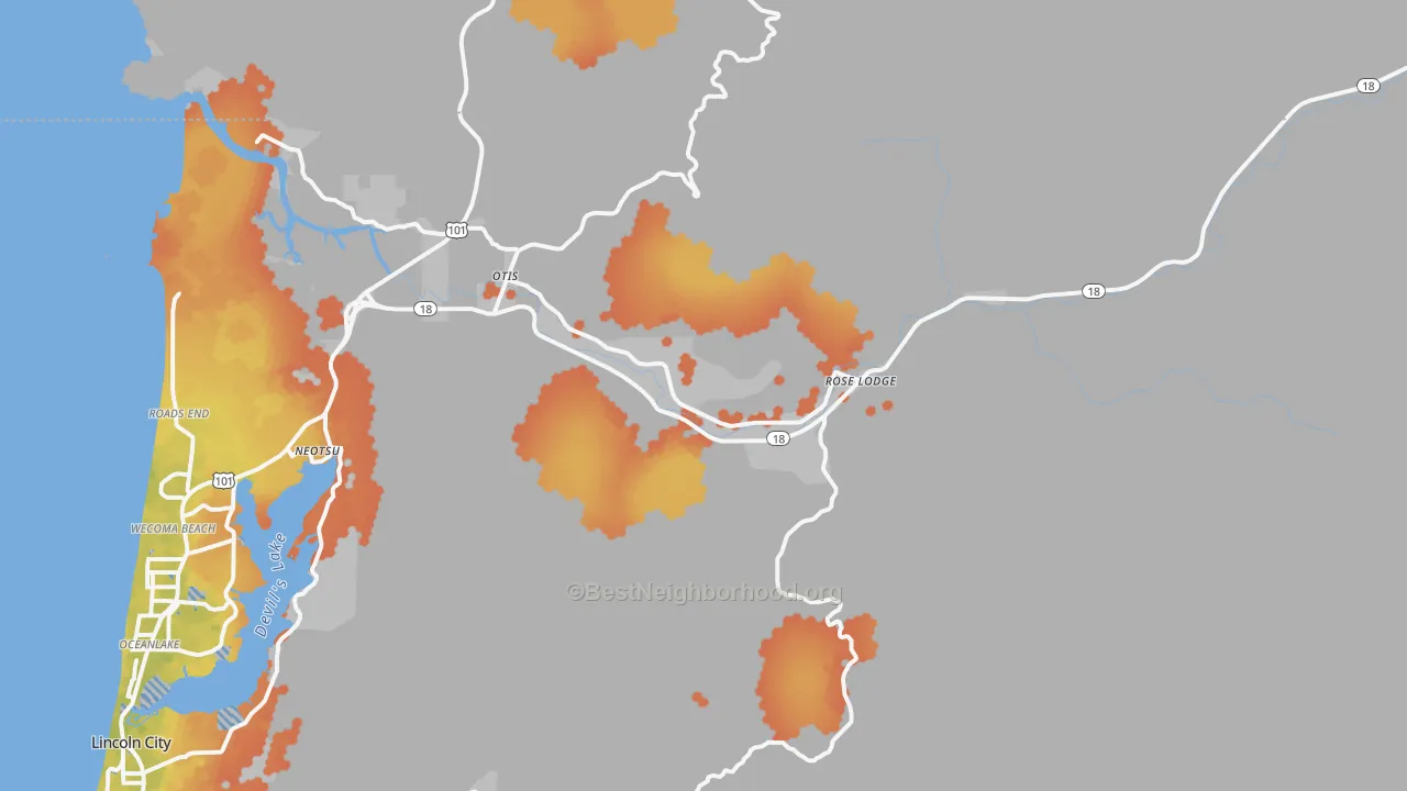 Bike Grade map of 97368, OR
