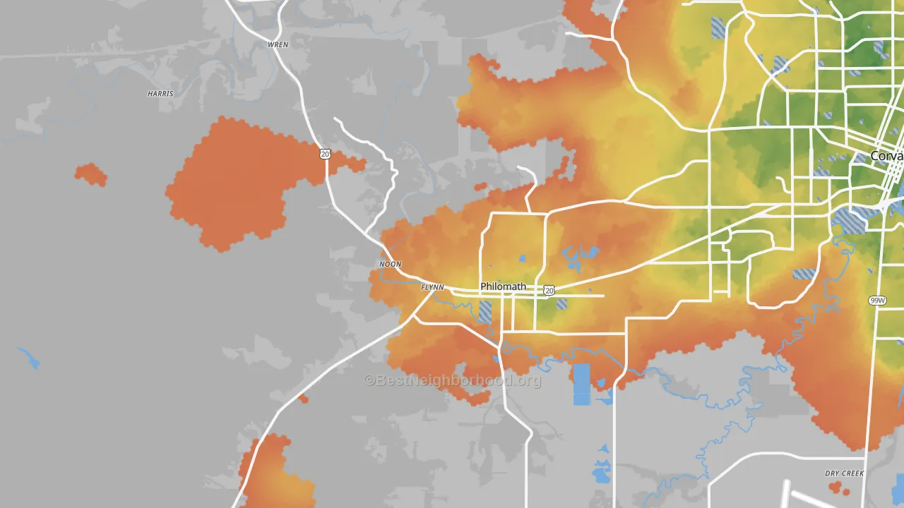 Bike Grade map of 97370, OR