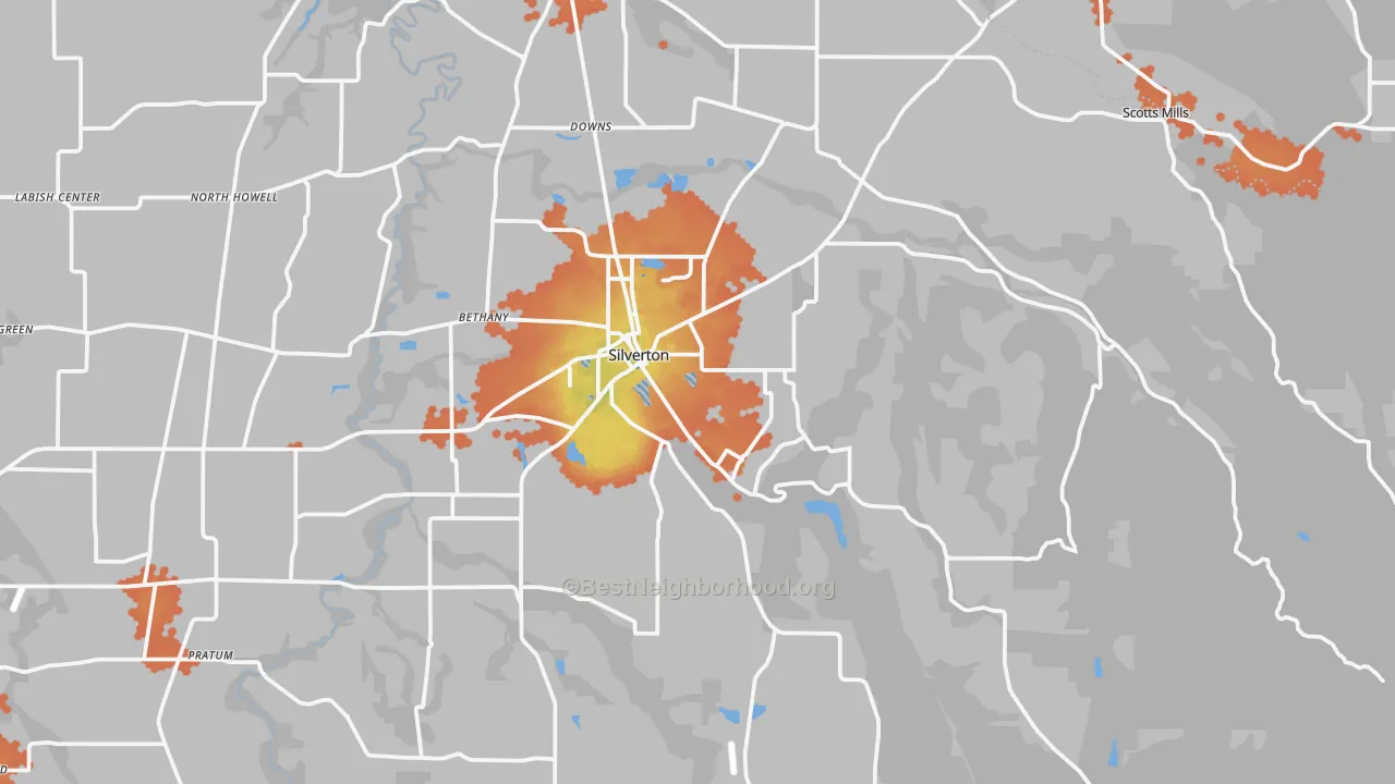 Bike Grade map of 97381, OR