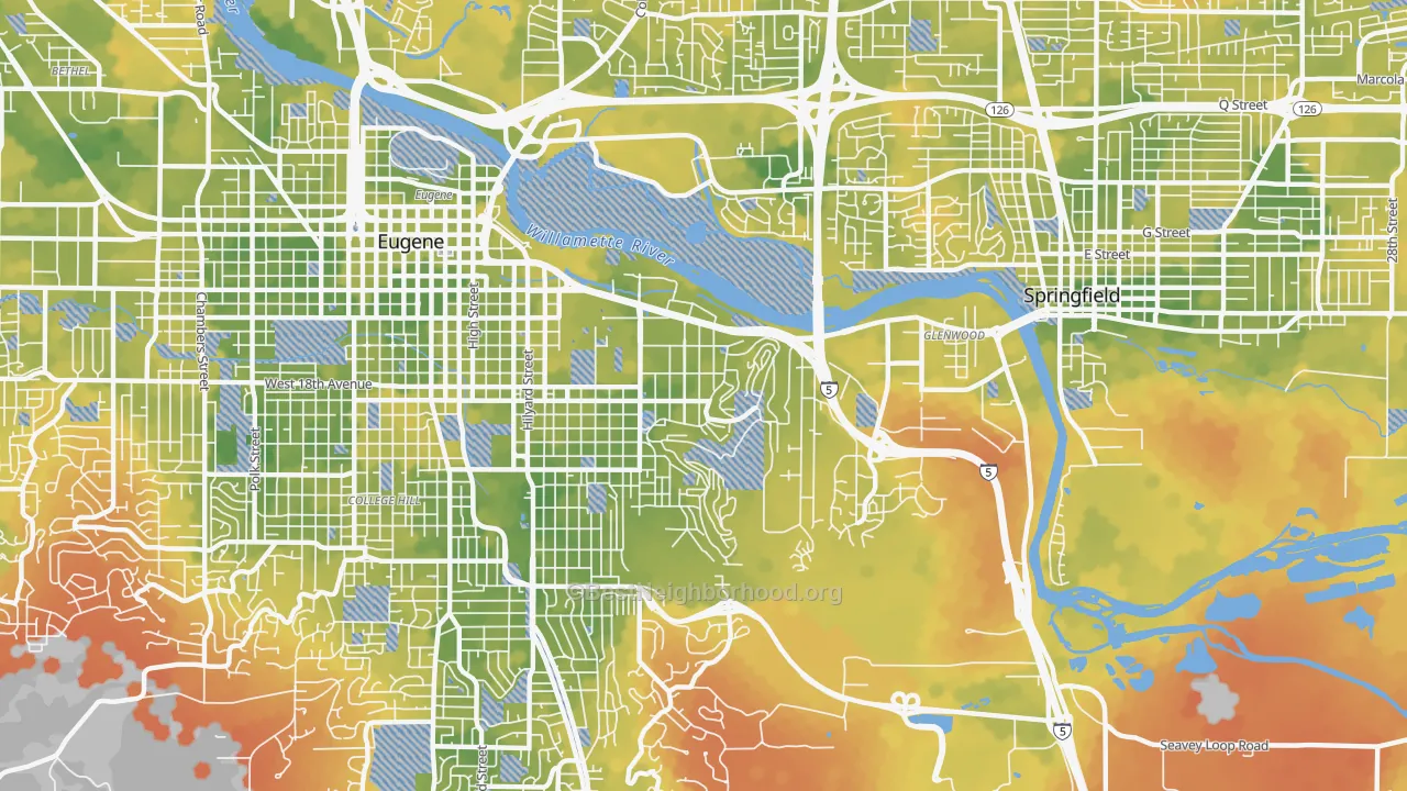 Bike Grade map of 97403, OR