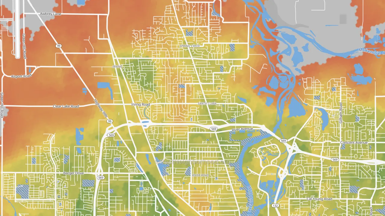 Bike Grade map of 97404, OR