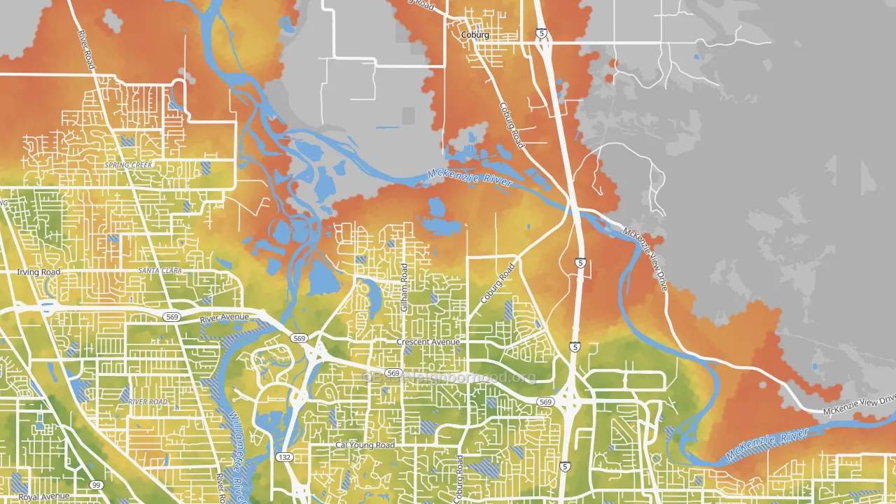 Bike Grade map of 97408, OR