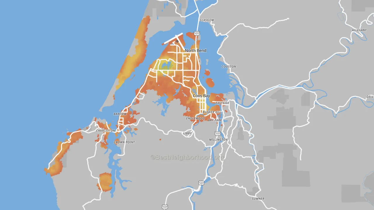 Bike Grade map of 97420, OR