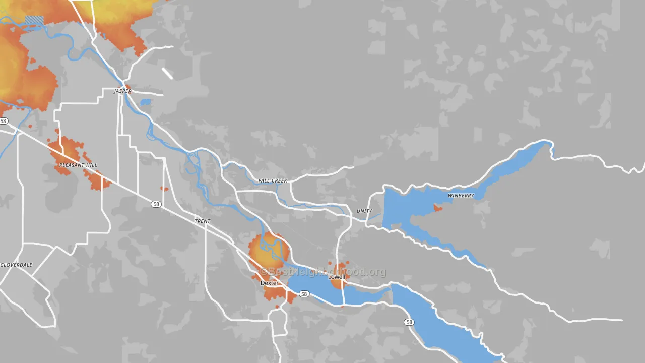 Bike Grade map of 97438, OR