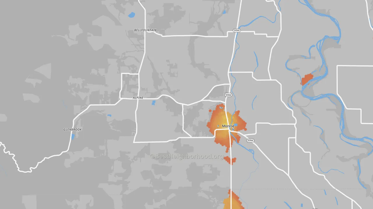 Bike Grade map of 97456, OR