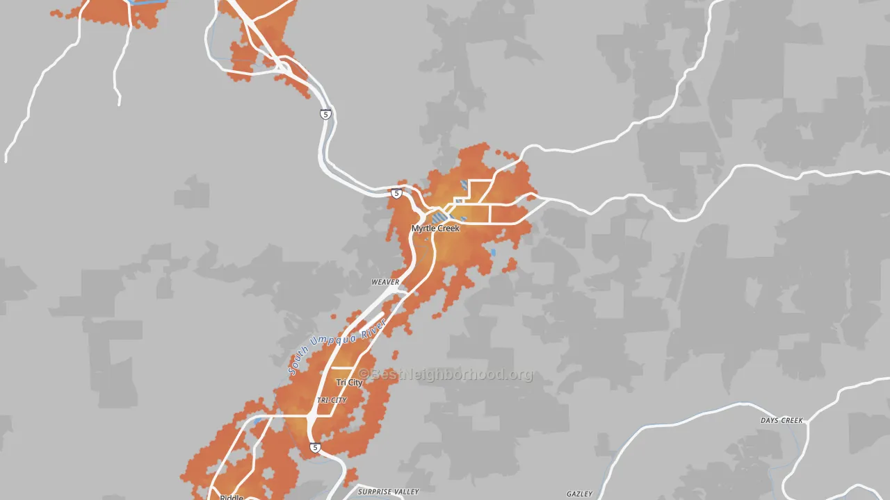 Bike Grade map of 97457, OR