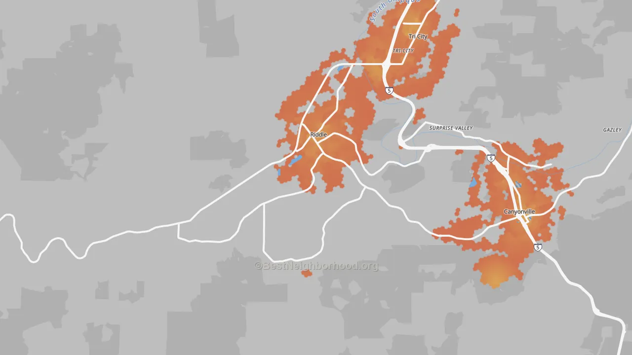 Bike Grade map of 97469, OR