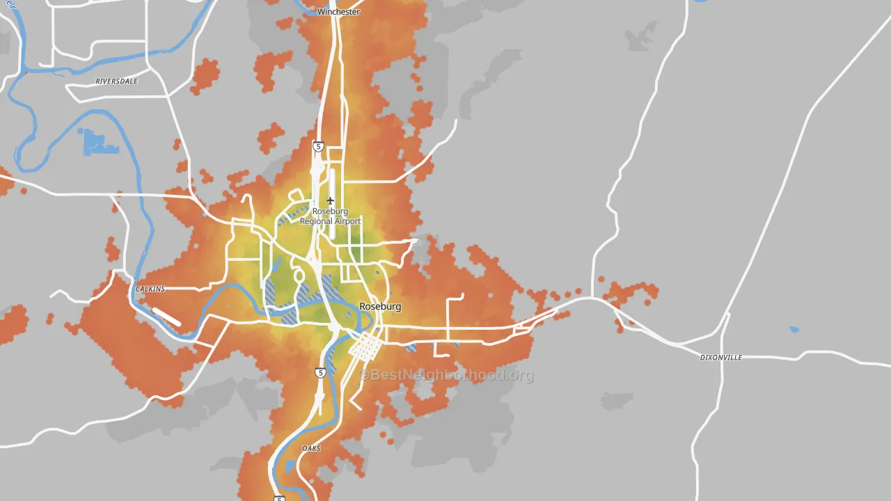 Bike Grade map of 97470, OR