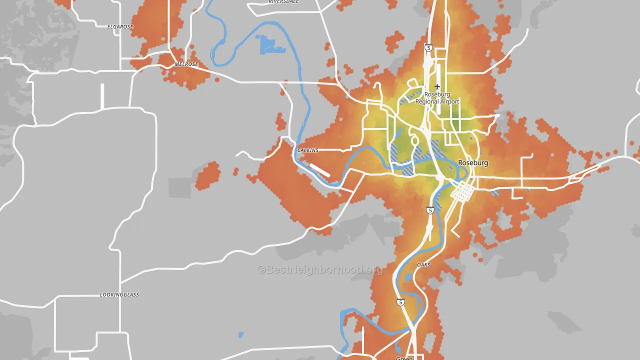 Bike Grade map of 97471, OR
