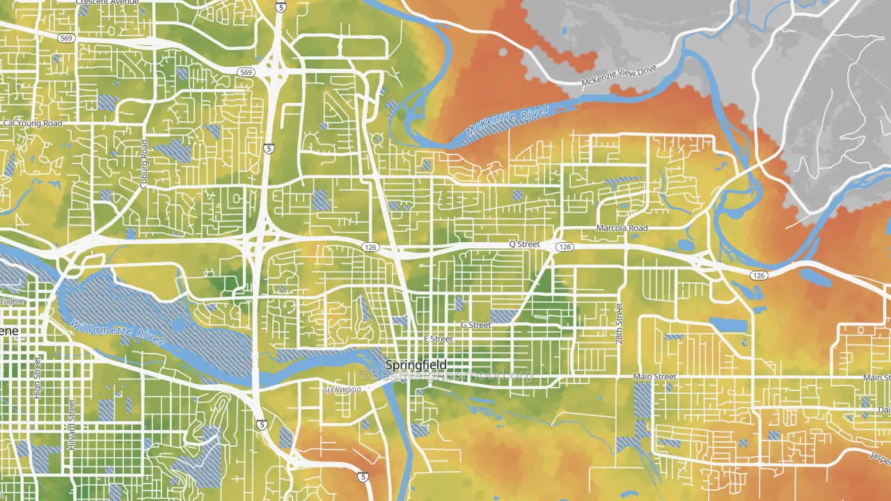 Bike Grade map of 97477, OR
