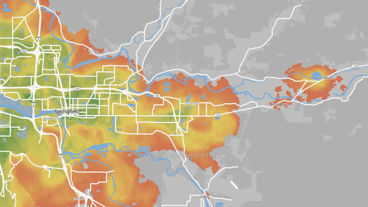 Bike Grade map of 97478, OR