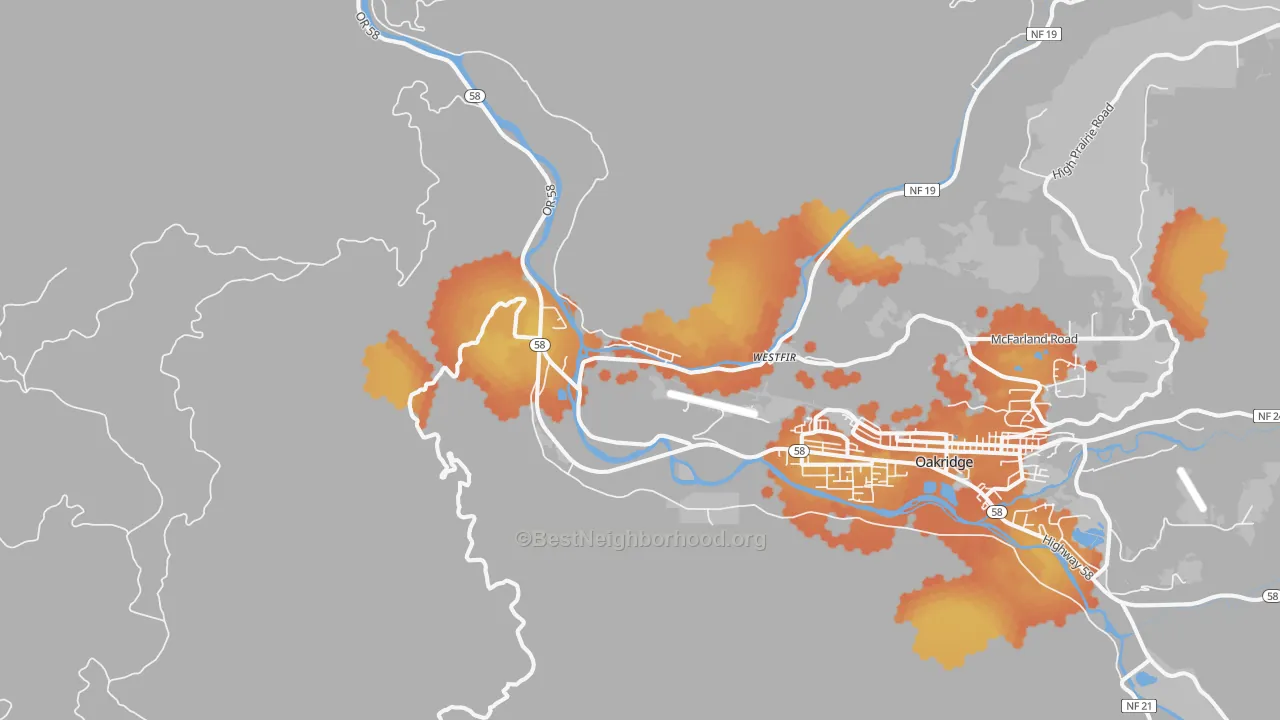 Bike Grade map of 97492, OR