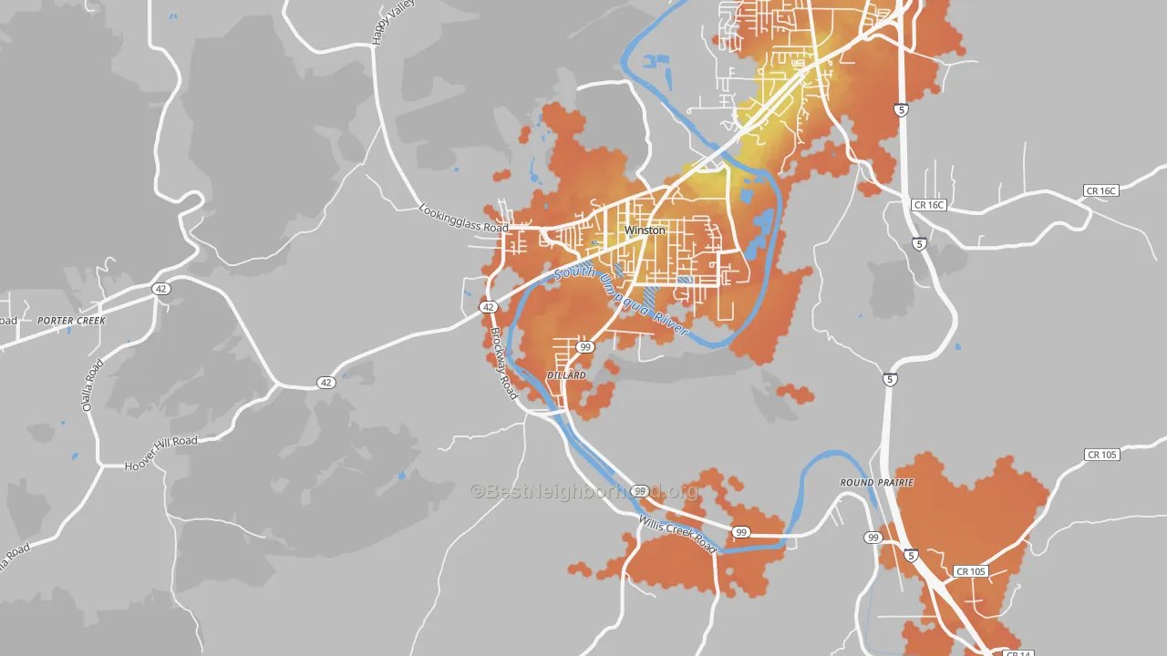 Bike Grade map of 97496, OR