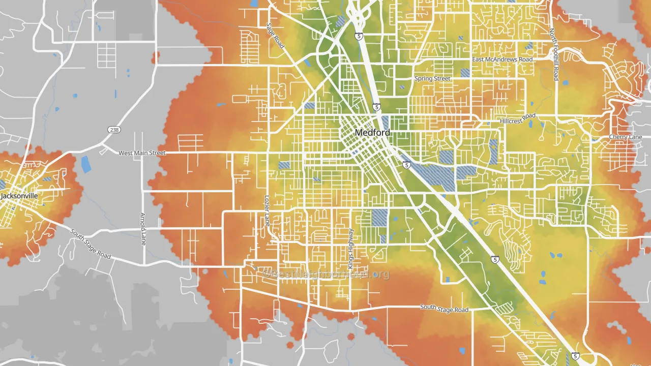 Bike Grade map of 97501, OR