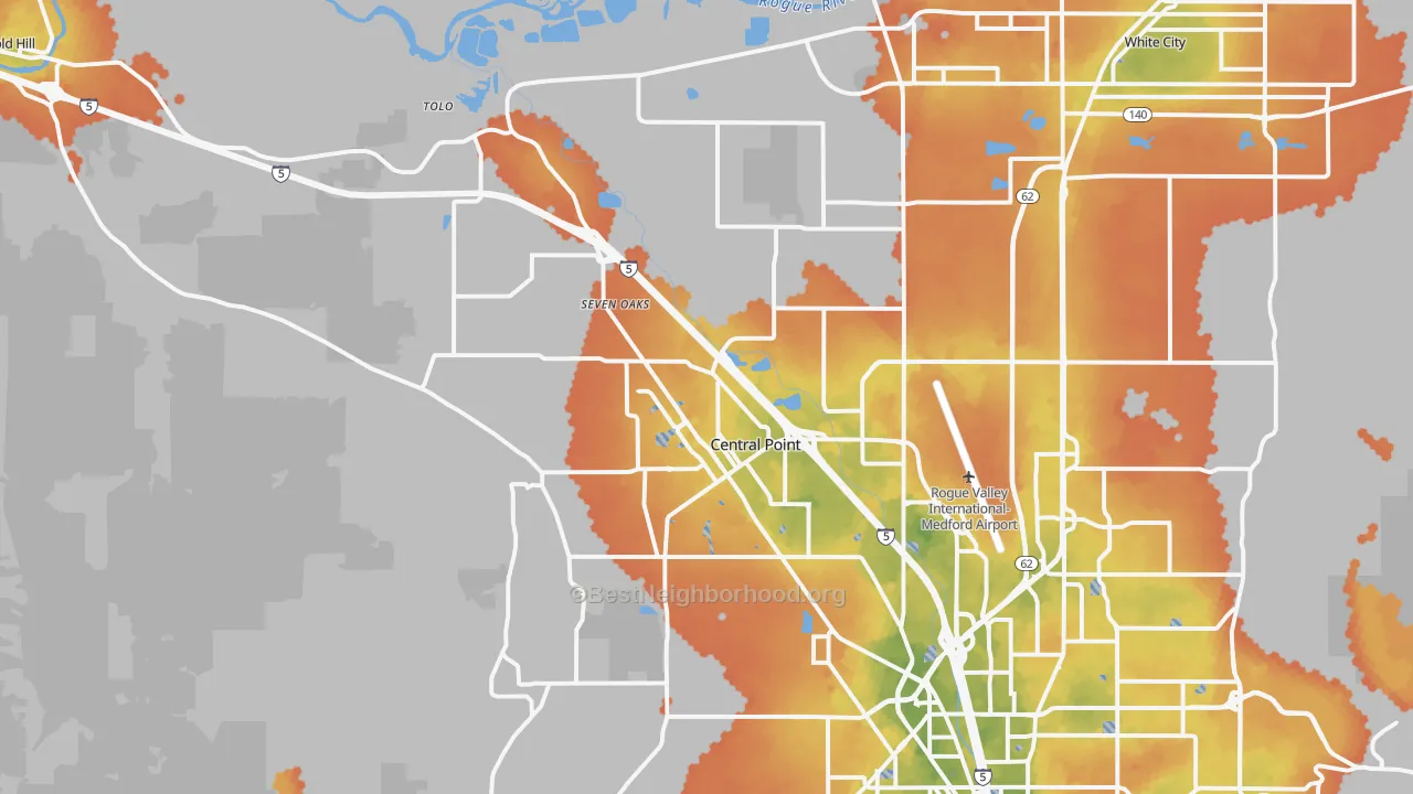 Bike Grade map of 97502, OR