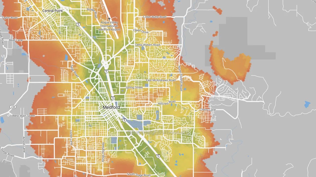 Bike Grade map of 97504, OR