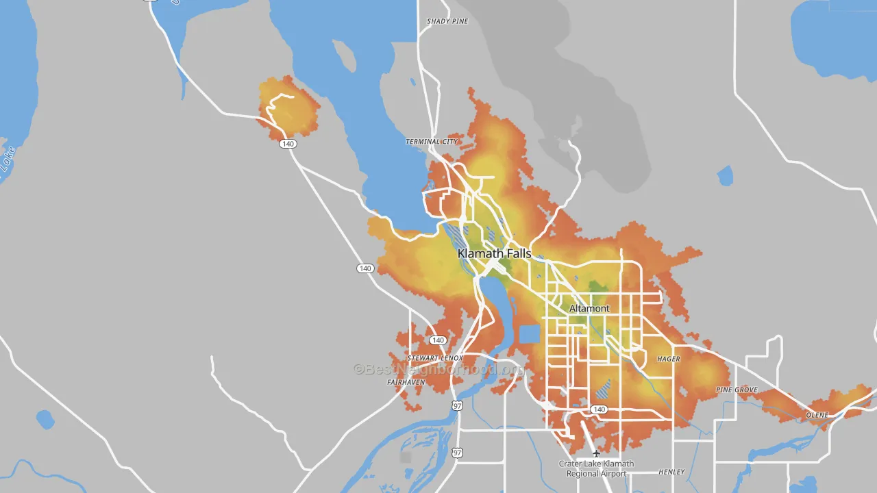 Bike Grade map of 97601, OR