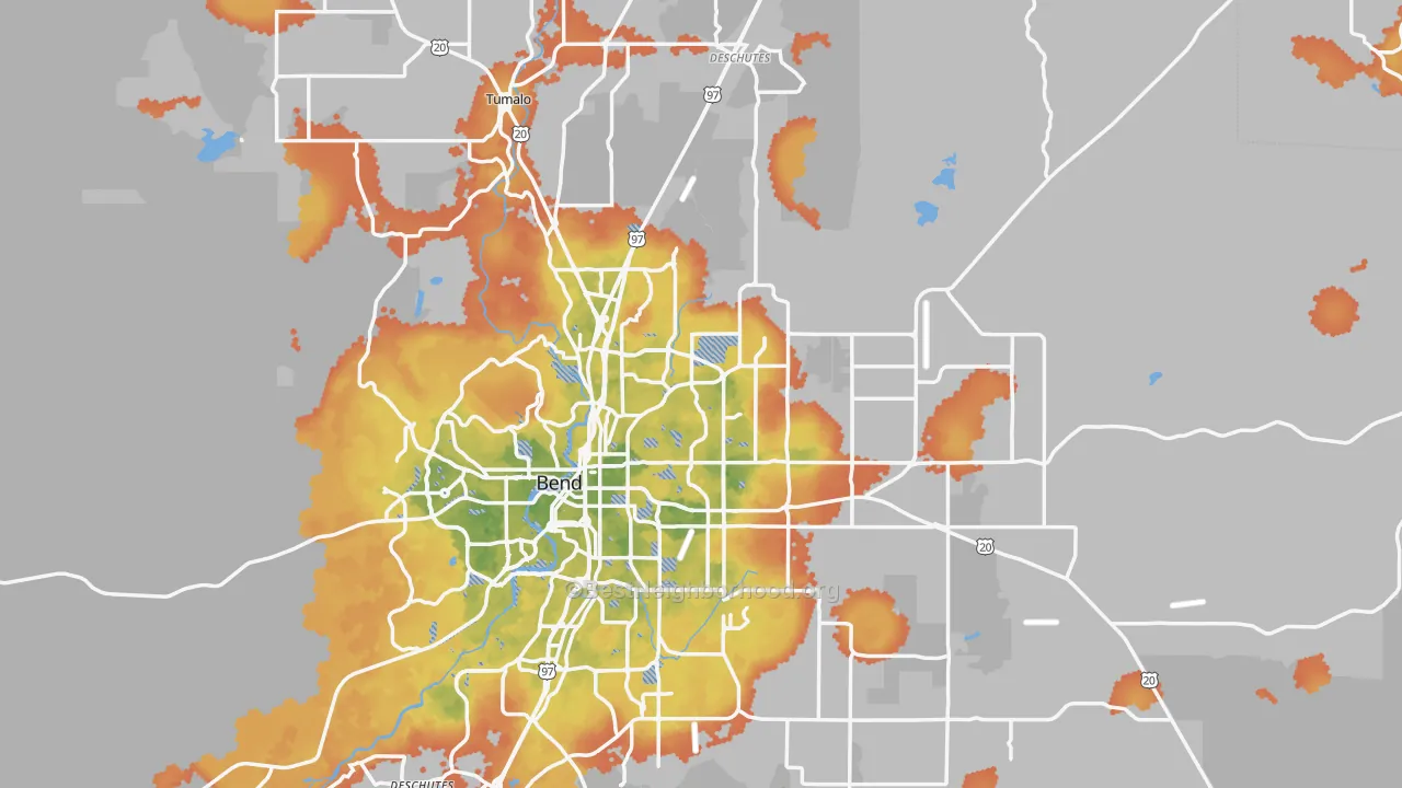 Bike Grade map of 97701, OR