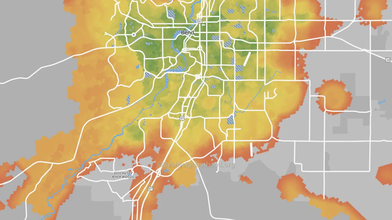 Bike Grade map of 97702, OR