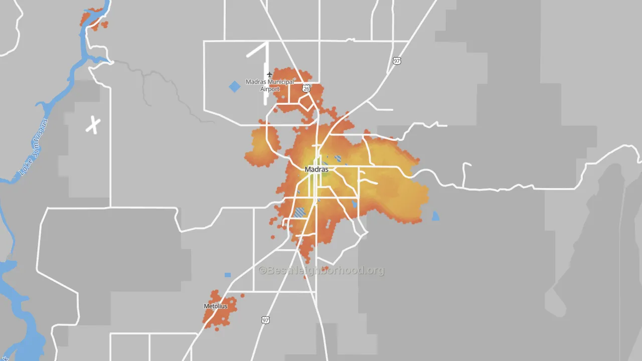 Bike Grade map of 97741, OR