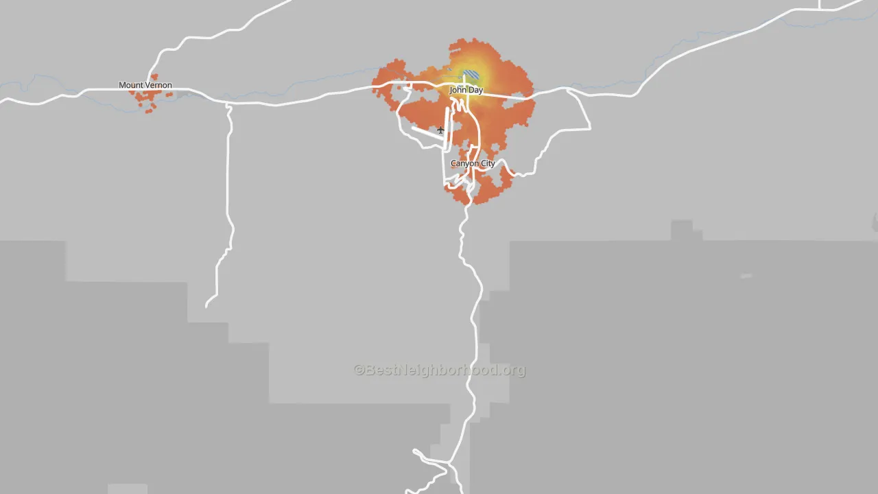Bike Grade map of 97820, OR