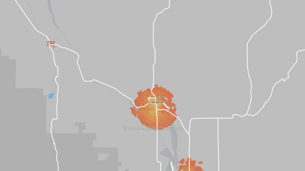 Bike Grade map of 97828, OR