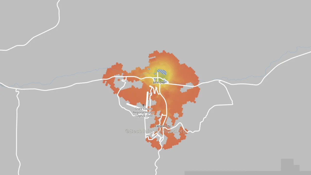 Bike Grade map of 97845, OR