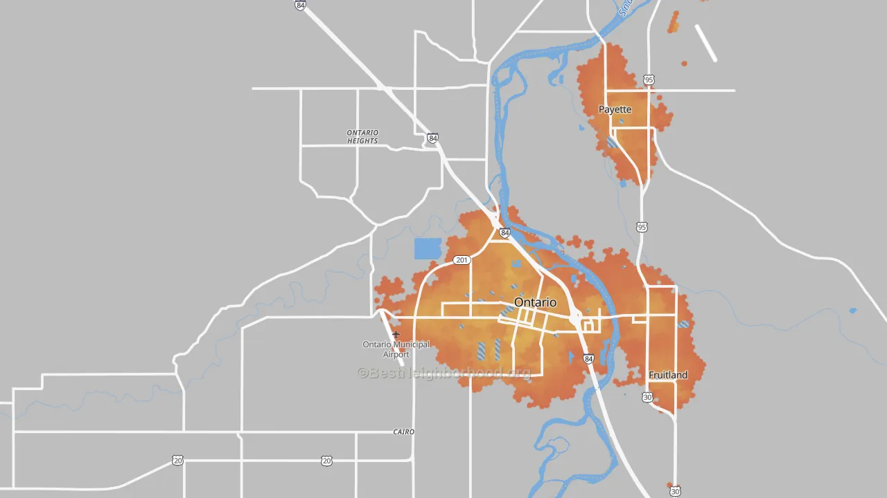 Bike Grade map of 97914, OR