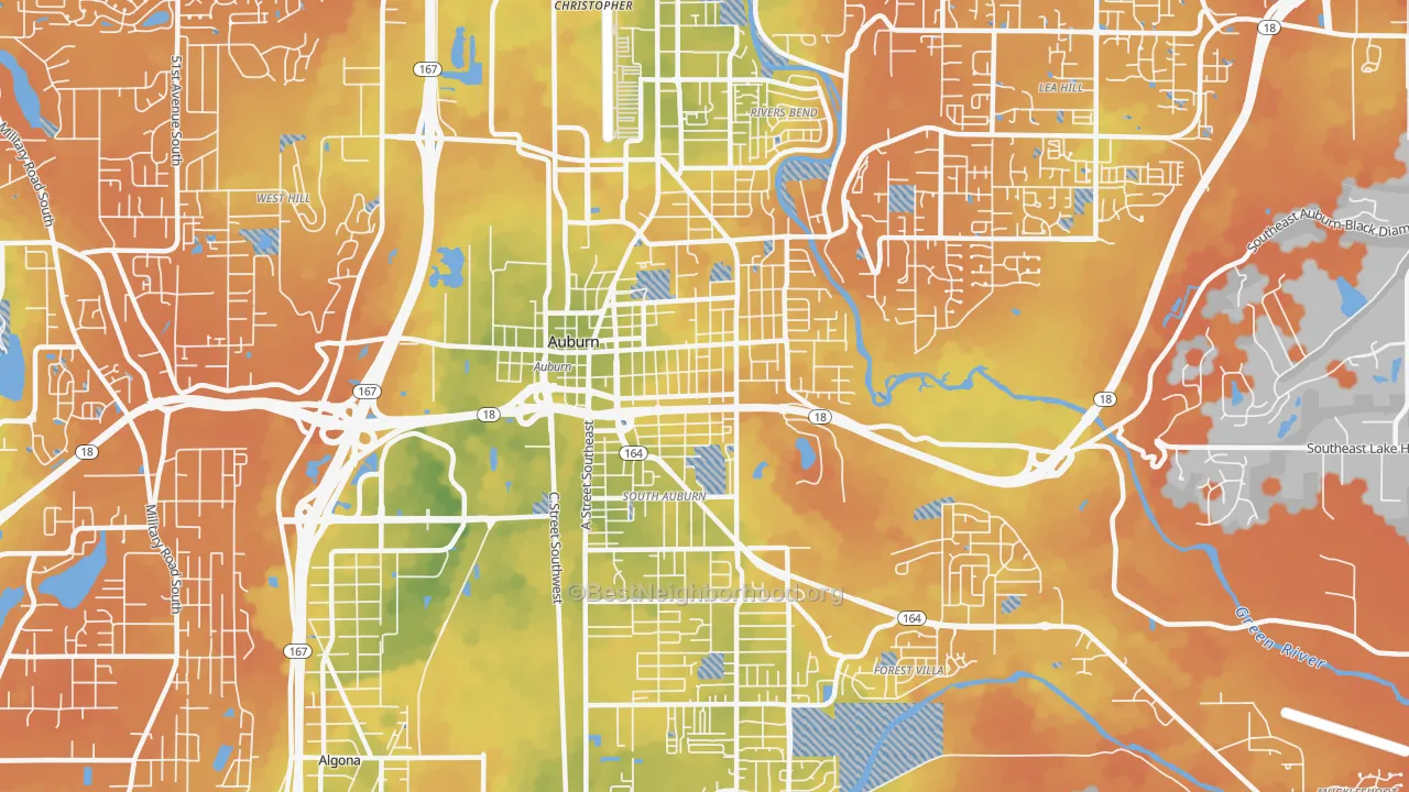 Bike Grade map of 98002, WA