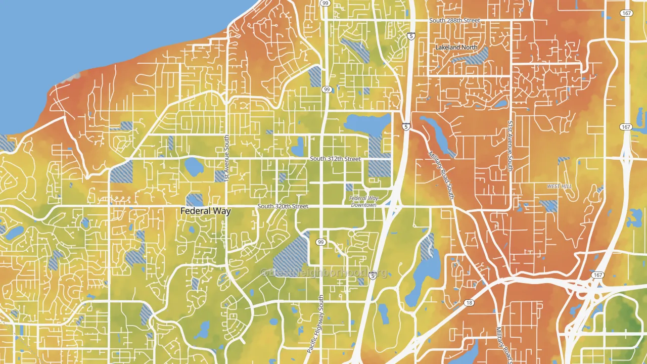 Bike Grade map of 98003, WA