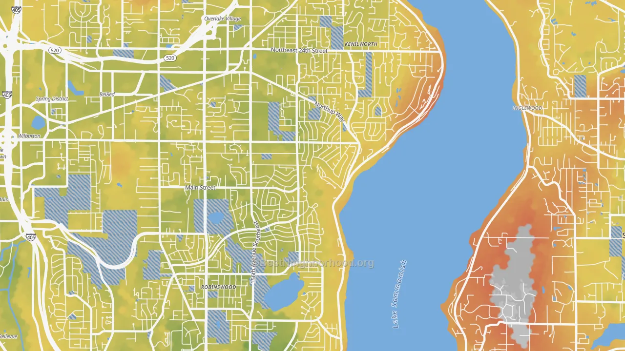 Bike Grade map of 98008, WA