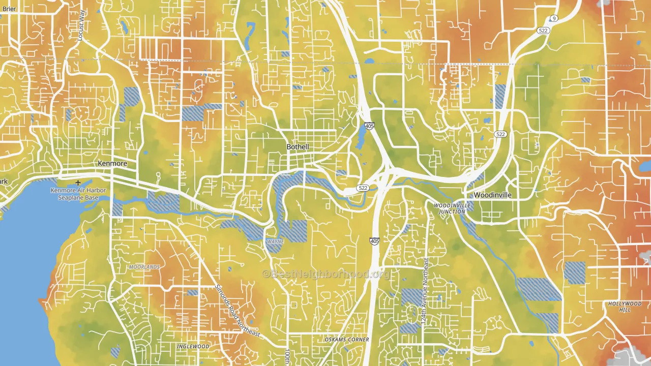 Bike Grade map of 98011, WA