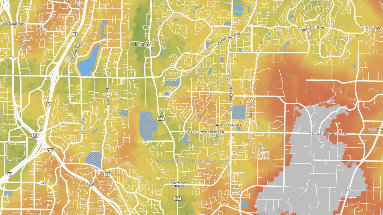 Bike Grade map of 98012, WA