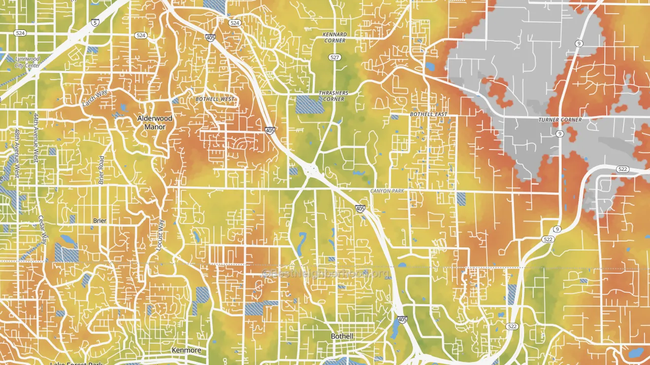 Bike Grade map of 98021, WA