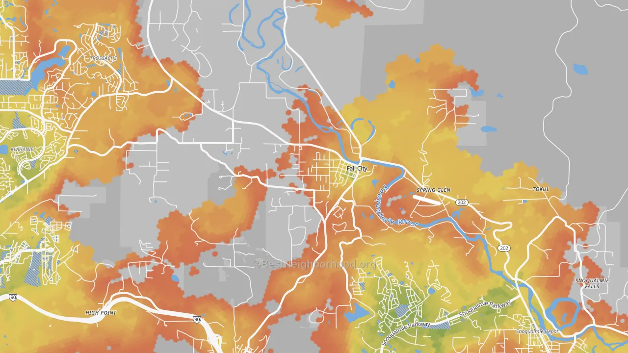 Bike Grade map of 98024, WA