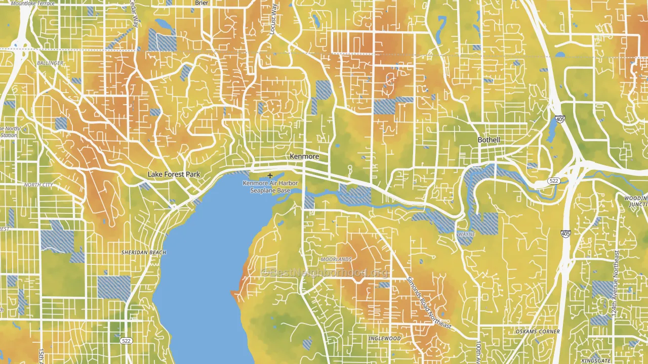 Bike Grade map of 98028, WA