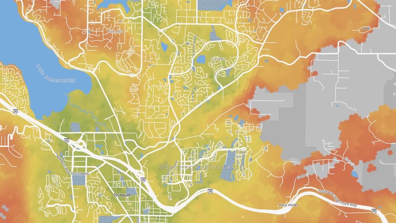 Bike Grade map of 98029, WA